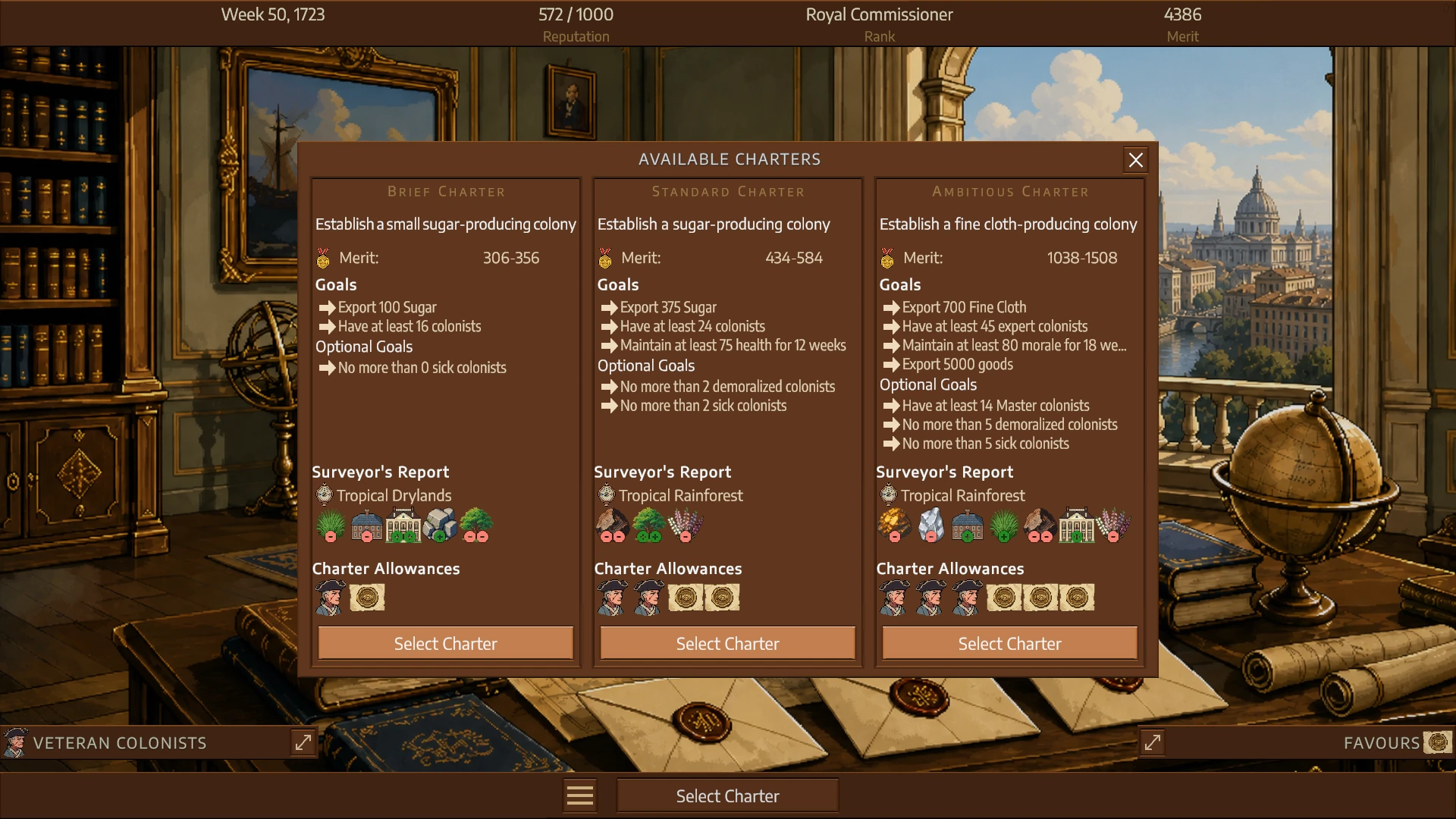 Three Royal Charter commissions with different goals, climates, and rewards